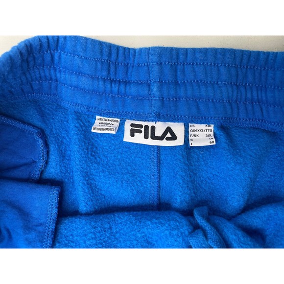 FILA Men's XXL 2XL Blue Drawstring Sweat Shorts Pockets Logo Comfort Sports EUC - Picture 3 of 16